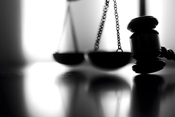 A conceptual close-up of a gavel lying on a balance scale, slightly blurred, with the background creating room for text on legal equality or judgment.