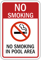 No smoking in pool area sign