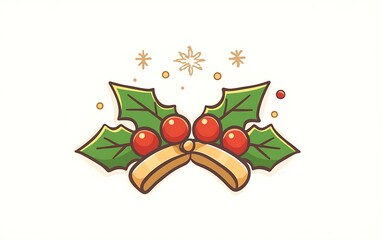 Festive holly sprigs, decorative design, Christmas