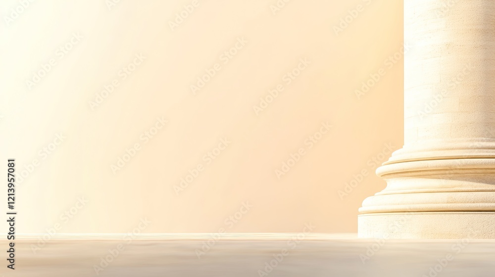 Poster soft beige background with classic column, creating serene atmos