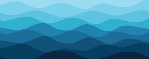 Fototapeta premium Blue Ocean Waves Abstract Background with Gradient Colors