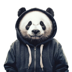 Fototapeta premium Panda Hoodie White Background on transparent background.