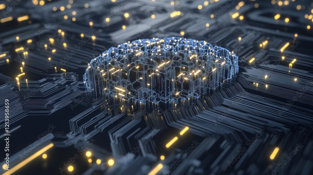 Poster Digital Brain Circuitry Illuminated Technology