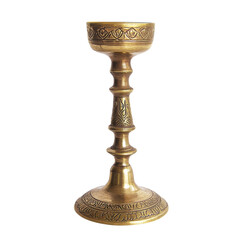 Antique Brass Candle Holder on transparent background.