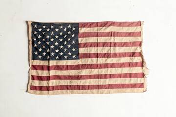 Obraz premium Worn American flag displays vintage charm with faded colors and