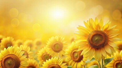 Obraz premium Soft yellow gradient with a transparent background, featuring a delicate sunflower field, yellow hue, transparent background