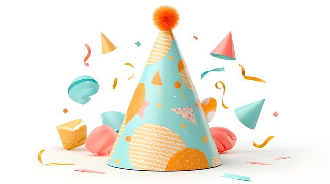 Party hat isolated on white background for festive themes