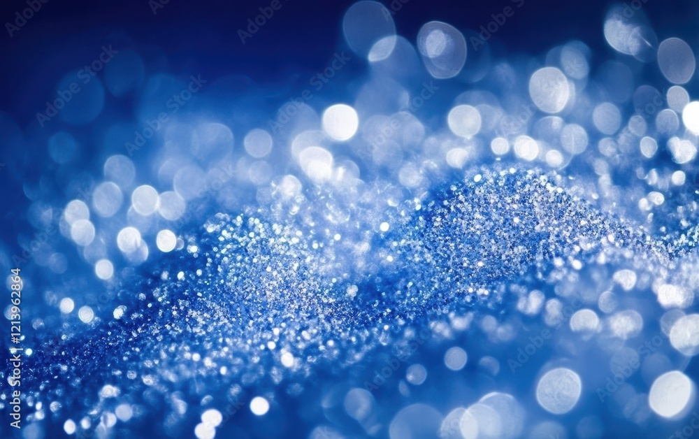 Poster sparkling blue bokeh abstract background with shimmering glitter texture.
