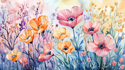 Beautiful Watercolor Flowers for Greeting Cards