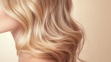 Naklejka premium Soft, flowing hair cascades elegantly, showcasing radiant blonde
