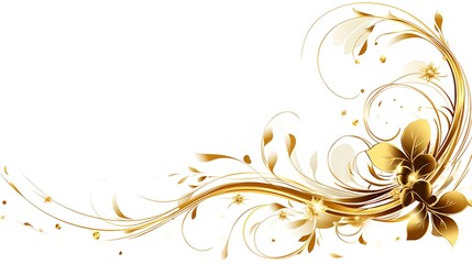 Golden Floral Design Elegant Swirling Ornament