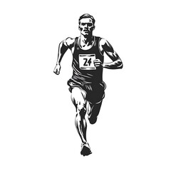 Naklejka premium Running man, athletic pose, sports illustration, for fitness, motivational design