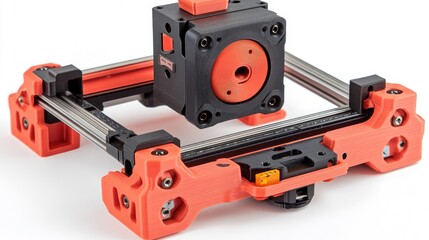 Fototapeta premium Close-up of a D printer fabricating small mechanical parts for assembly.