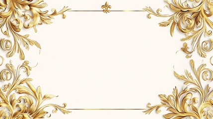 Elegant Gold Filigree Frame Design on White Background