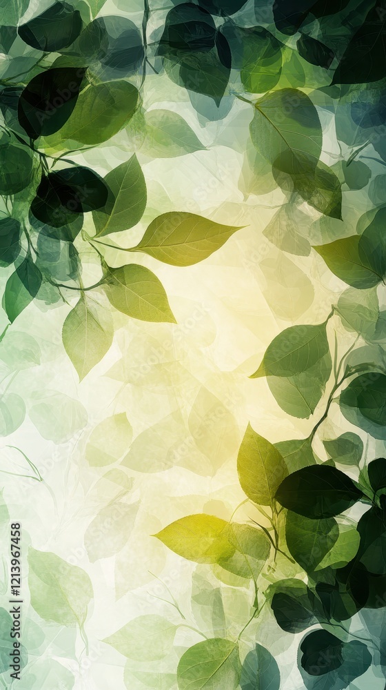 Aufkleber abstract leaf canopy with soft light - delicate botanical pattern.