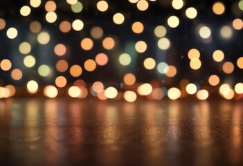 Blurry background of various Christmas lights creating a bokeh effect, sparkling, festoon