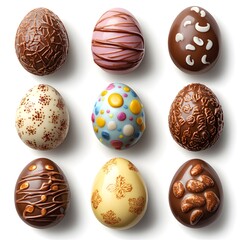 clip art of chocolate easter eggs on a white background