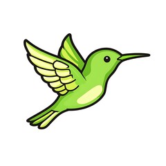 Obraz premium Cute cartoon hummingbird in flight