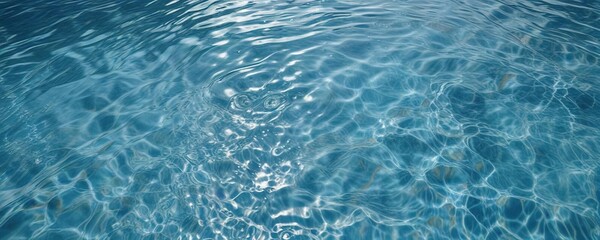Fototapeta premium Sparkling blue pool water with ripples and splashes, pool, splash