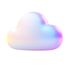 A 3D - rendered cloud with an iridescent surface, exhibiting soft pastel-like color gradients. The smooth and shiny texture gives it a dreamy and futuristic look.