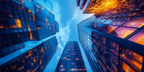 Glass Towers: Futuristic Urban Architecture at Dusk