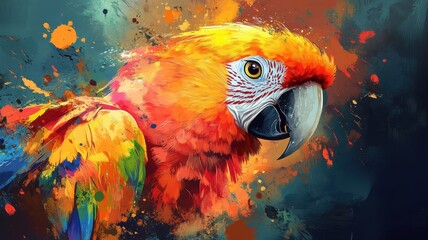 Digital illustration of a parrot with sharp details and bright colors, bringing it to life with a modern touch.