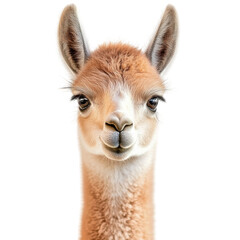 Obraz premium Adorable Baby Llama White Background on transparent background.
