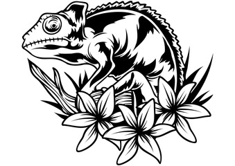 Chameleon Wild Big Lizard Floral Animal © Hoxton Creative