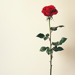 Single Red Rose: Elegant Minimalist Botanical Study