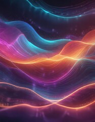 Naklejka premium Colorful wave pattern with gentle pulsating lights, serene, atmospheric, pattern