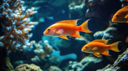 Vibrant Underwater Scene with Coral and Tropical Fish