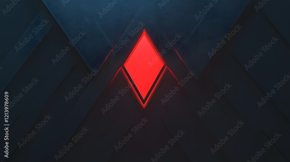 Poster abstract red diamond shape within dark triangular design