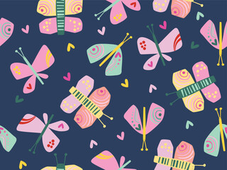 COLORFUL BUTTERFLY CUT OUT SEAMLESS PATTERN ALL OVER PRINT VECTOR ILLUSTRATION