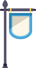 Cartoon illustration featuring an empty street sign hanging from a metal pole, ideal for attracting attention