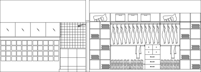 vector illustration design image detail of bedroom interior with wardrobe furniture.eps