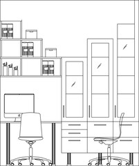 vector illustration design image detail of bedroom interior with wardrobe furniture.eps