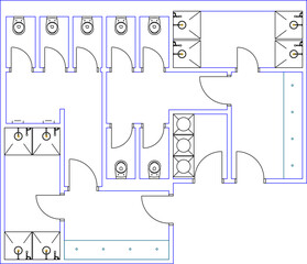 vector illustration design drawing site plan layout interior of public toilet.eps