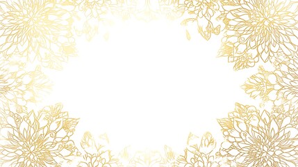 Golden Floral Frame Elegant Botanical Design