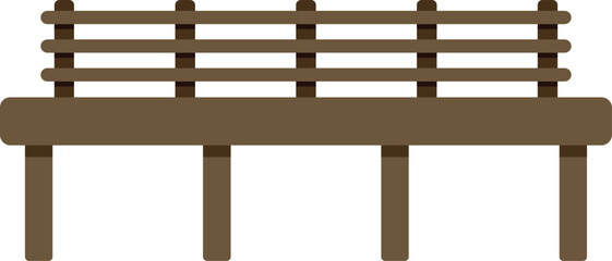 Simple illustration of a wooden bench with backrest, perfect for representing rest, parks, or outdoor furniture