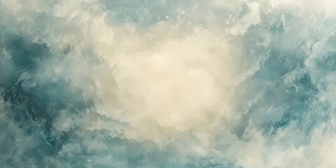 Ethereal Watercolor Cloudscape with Subtle Stars, Light and Soft Textures