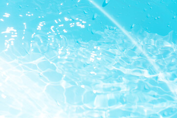 Blue water with ripples on the surface. Defocus blurred transparent blue colored clear calm water...
