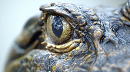 Close-up of a reptile's eye, showcasing intricate textures and vibrant colors.