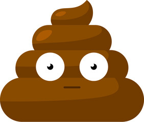 Brown amazed surprised Emoji poop with bulging round eyes. Design element for reaction in social media. Funny icon. Simple cartoon vector element isolated on white background
