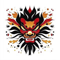 Fototapeta premium Fierce Lion Mask A Stylized Asian-Inspired Design