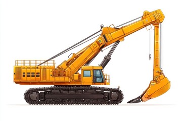Fototapeta premium Crawler Crane isolated on white background. Crane icon. Heavy Machinery isolated on white. Construction Crane. Crawler Crane Design Element. Crane Vehicle Isolated for Designers.