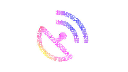 Icon satellite dish is made up of LED square shapes. There are bright diodes and there are black dead diodes