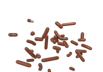 Chocolate Sprinkles For Cakes, Ice Cream And Desserts Falling 3D Illustration