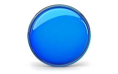 Blue glossy button on white background