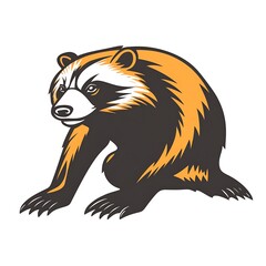 Obraz premium Sitting Raccoon Illustration, Cartoon Animal, Flat Style, Graphic Design