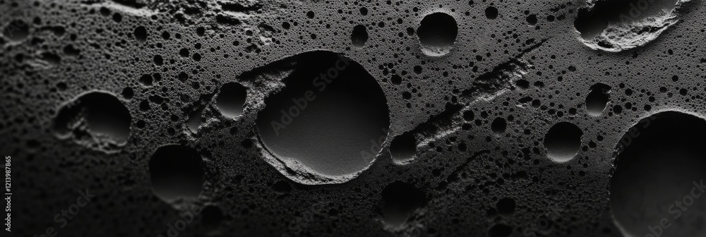 Poster surface with dark liquid creating a smooth, glossy texture and reflecting light in an abstract displ